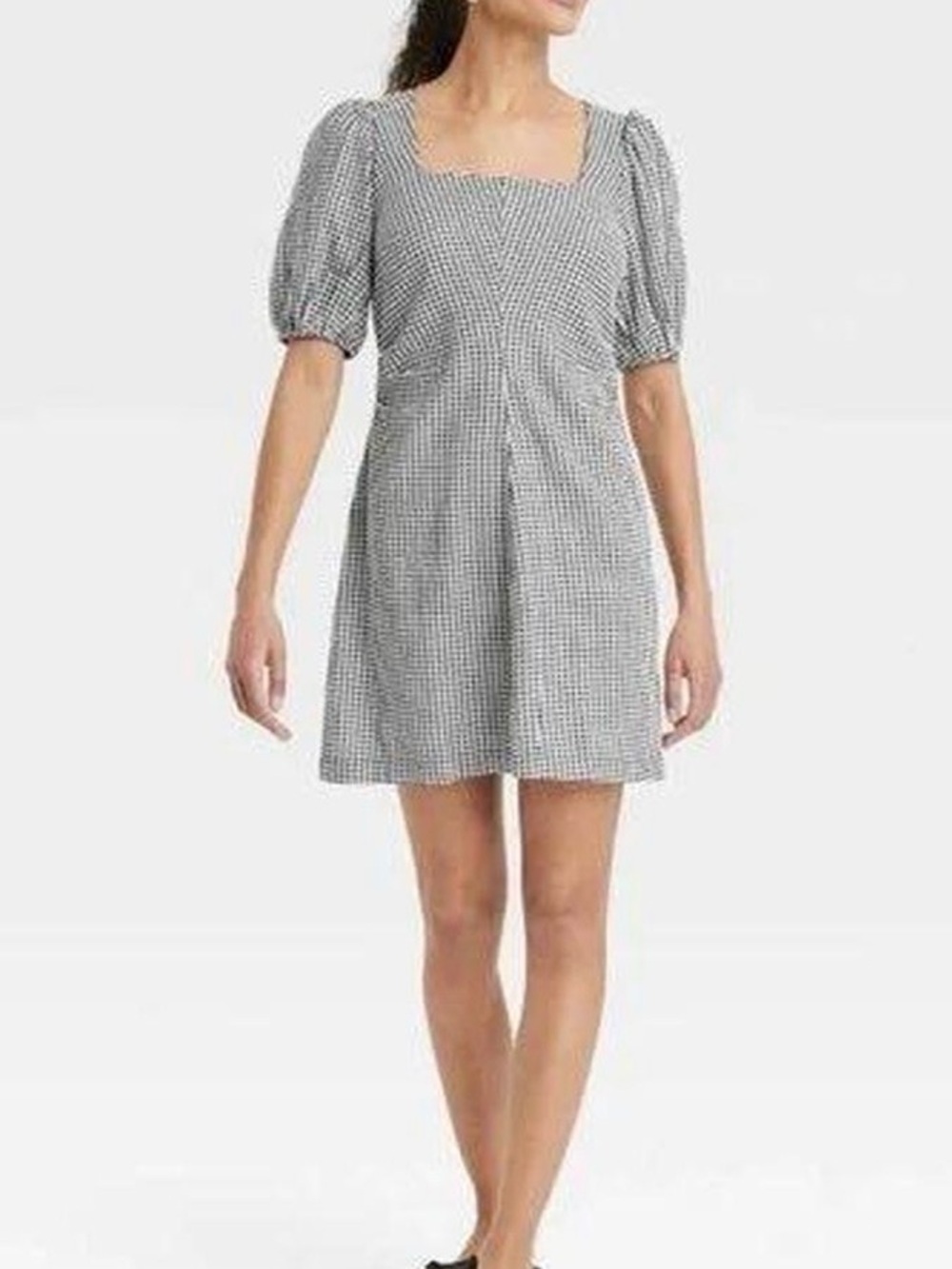 a new day Black & White Gingham Square-Neck Mini Dress